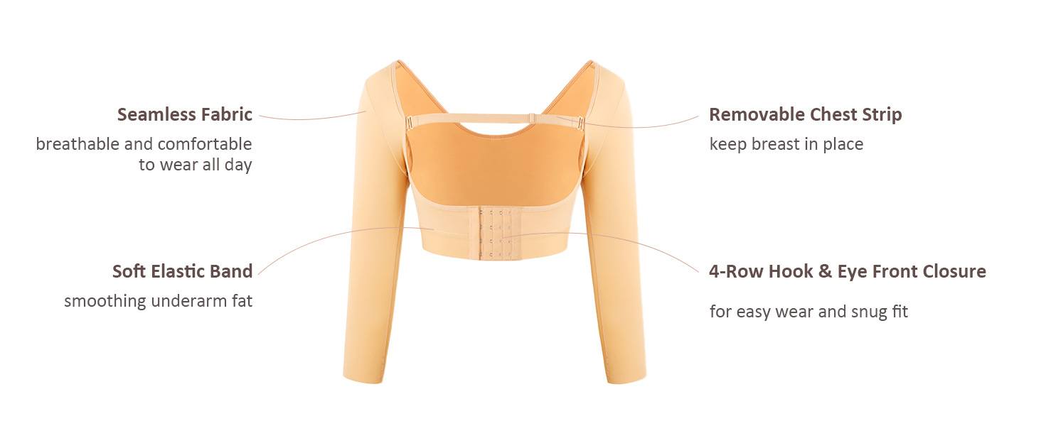 Womens Long Sleeve Posture Corrective Shaperwear Breast Support Shaper Bra